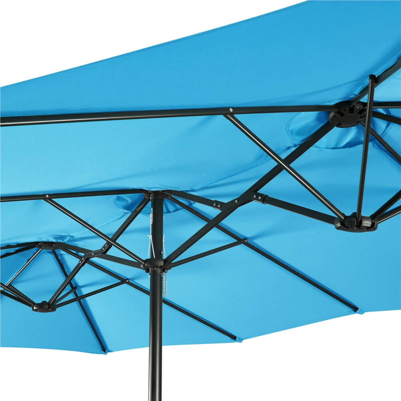 Yaheetech 15 ft Twin Patio Parasol Sky Blue