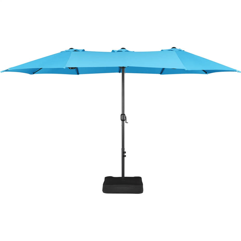 15 twin patio umbrella Costway 15' Double-Sided with Crank and Base 72630198 New Turquoise sided twin patio umbrella features 180g waterproof polyester canopy Kozyard 15 FT Rectangular Double-Sided
