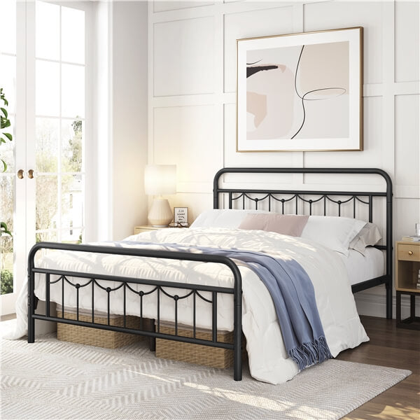 Yaheetech Black Metal Bed With Headboard — Yaheetech.shop