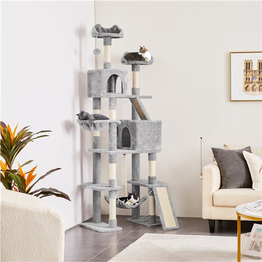 Yaheetech Multi Level Cat Tower Light Gray