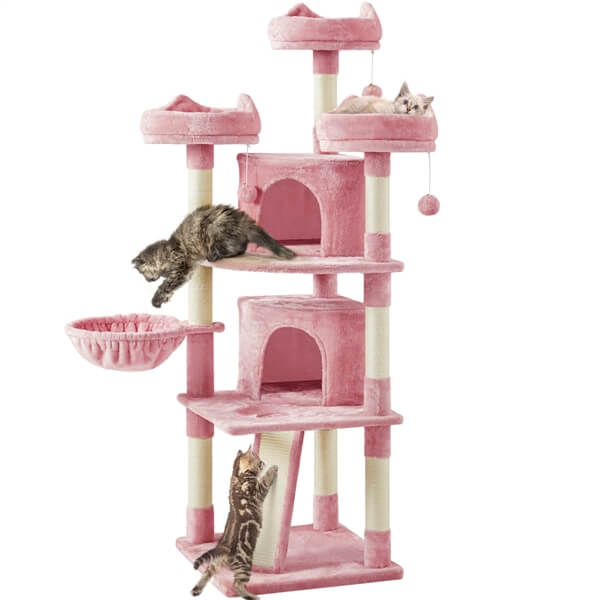 Yaheetech Big Cat House Plush Cat Tower with Caves Condos