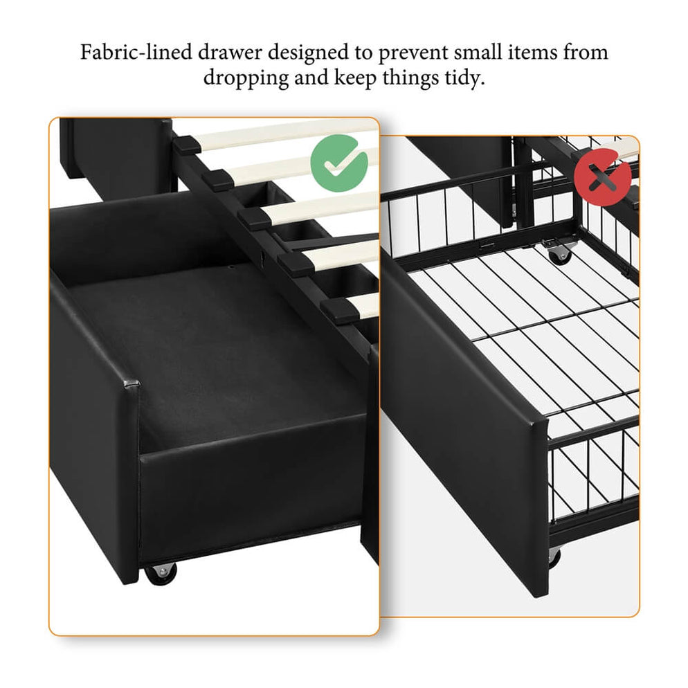 Yaheetech Bed Frame with 3 Drawers —