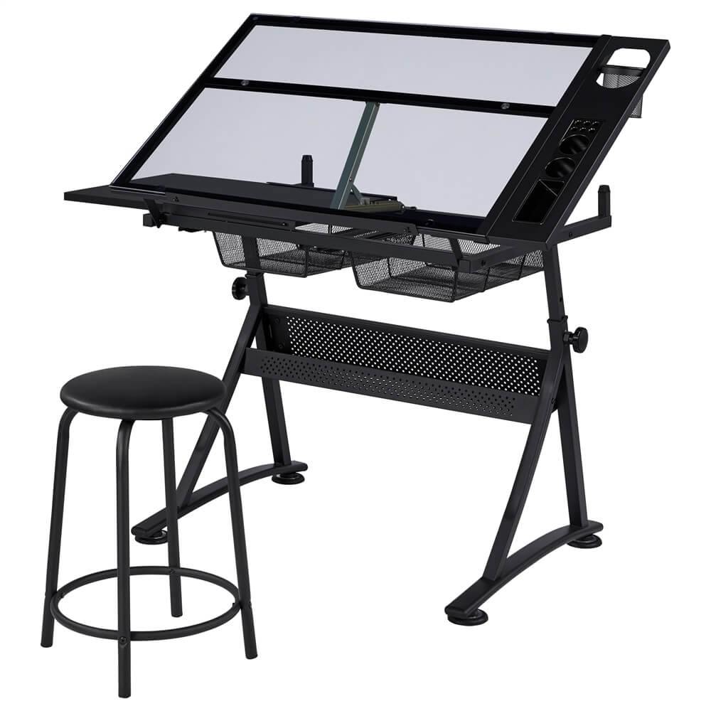 Yaheetech Glass Drafting Table 28'' to 36