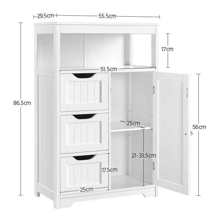 4 Drawers Bathroom Floor Cabinet Storage Organizer White Free