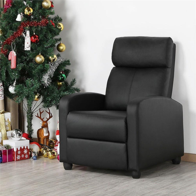 Yaheetech Recliner Chair PU Leather Recliner Sofa Home Theater Seating with Lumbar Support Overstuffed High-Density Sponge Push Back Recliners Armchair for Living Room