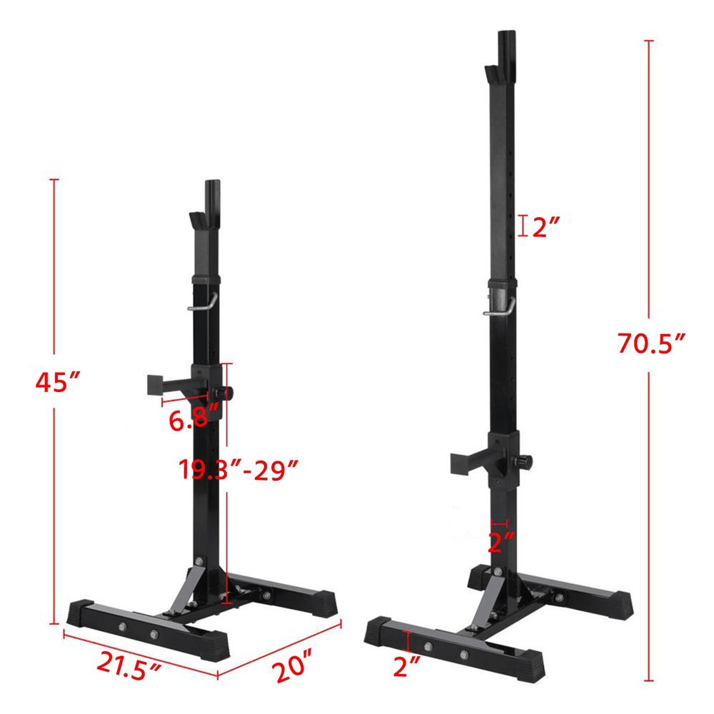 2-Pack Adjustable Solid Steel Squat Barbell Stand Rack For Home Gym Bench Press
