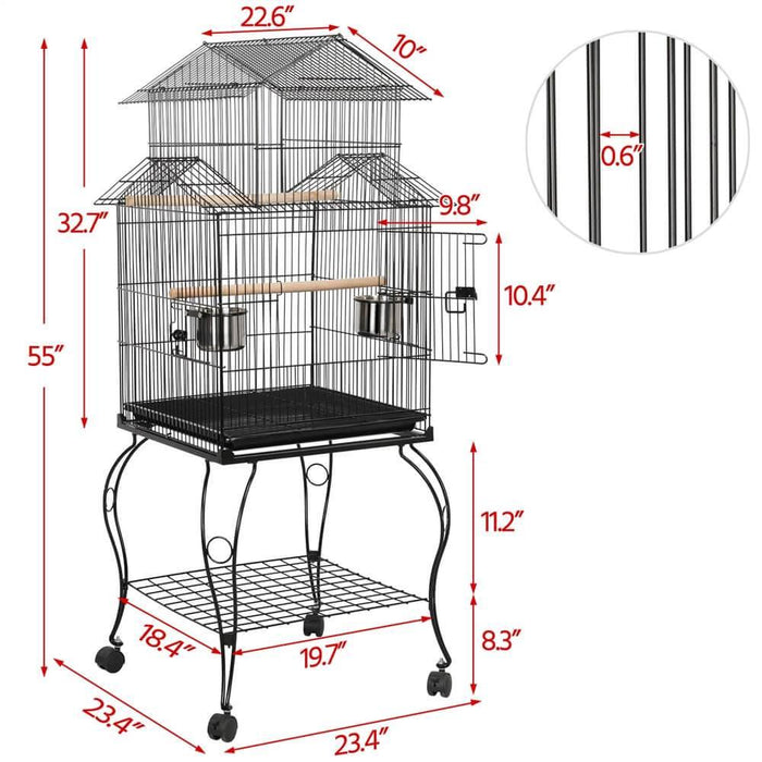 Yaheetech 55-inch Triple Roof Rolling Bird Cage