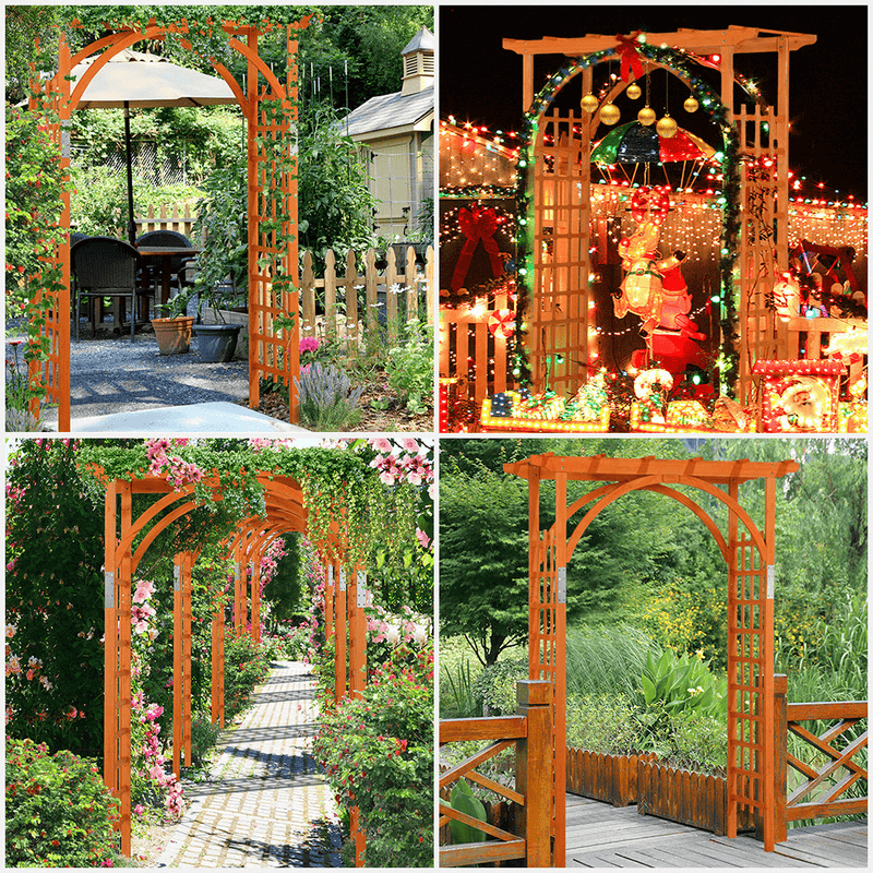 wood garden arbor trellis Yaheetech Wood Garden Arbor — yaheetech.shop
