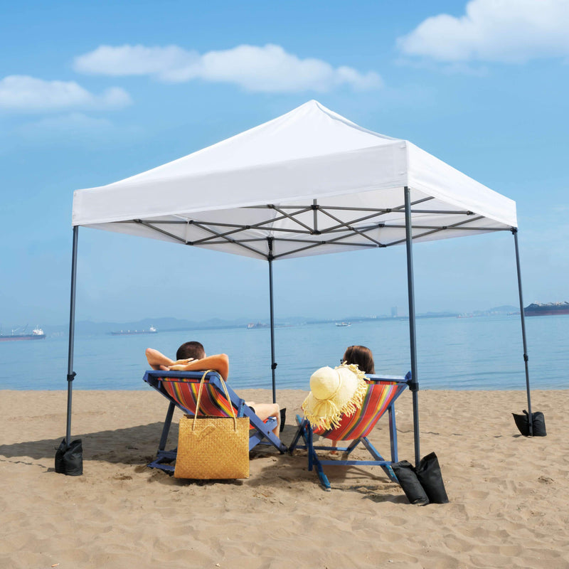 stand up pop up tent Yaheetech Pop-up Waterproof Canopy 10'x10', Blue