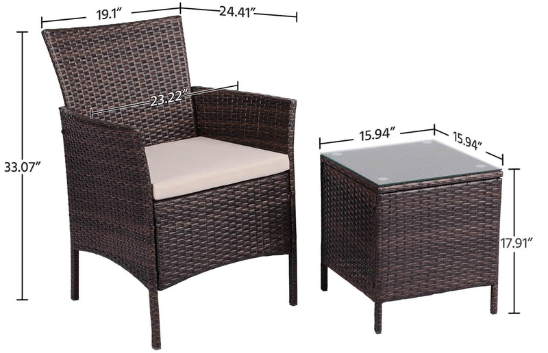 Yaheetech Three Piece Suit Rattan Chairs and Table
