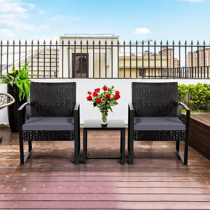 Yaheetech Set of 3 Wicker Chairs & Table