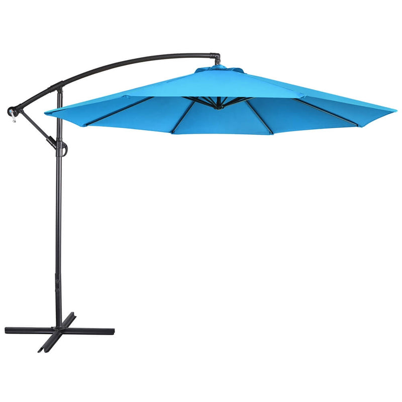 Yaheetech 10FT Outdoor Hanging Cantilever Umbrella, 8 Ribs with Crank & Cross Base for Backyard Garden, Sky Blue Yaheetech 10FT Outdoor Hanging Cantilever Umbrella, 8 Ribs with Crank & Cross Base for Backyard Garden, Sky Blue
