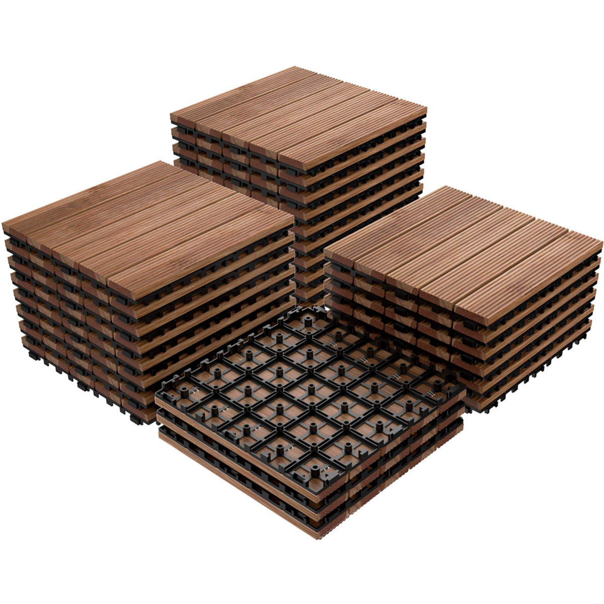 Yaheetech 27PCS Interlocking Patio Deck Tiles Outdoor Flooring for Garden  Poolside Fir Wood Indoor Natural Wood